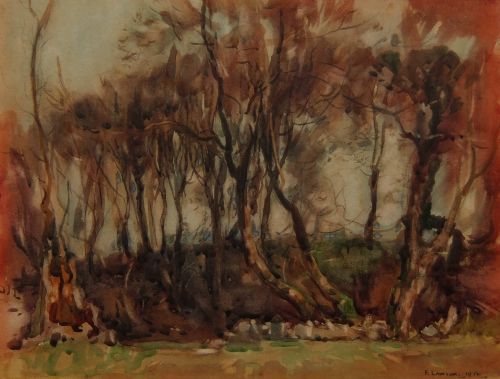 Fred Lawson "Trees Near Redmire" Watercolour