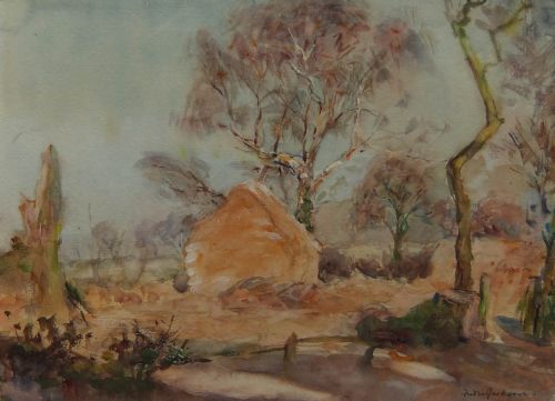 Frederick William Jackson "The Hayrick, Hinderwell" Watercolour