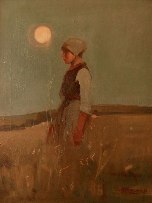 Hugh Munro "The Harvest Moon" Oil Painting