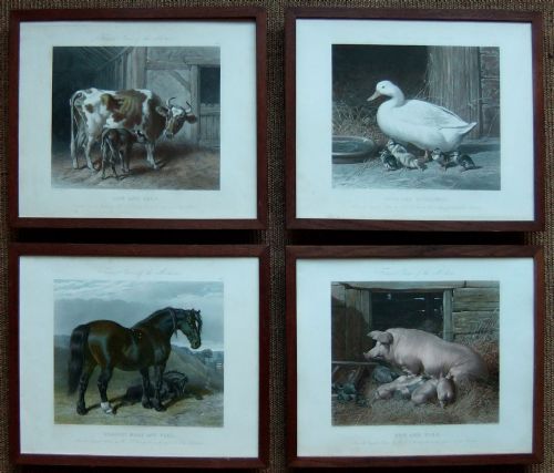 J.f.herring "The Mothers" Set of 4 Old Prints