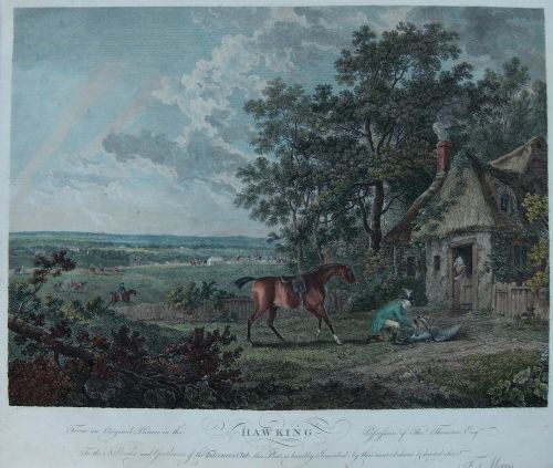Sawrey Gilpin "Hawking" Old Engraving