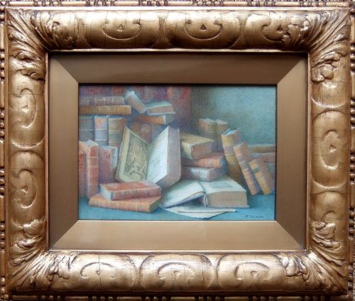Fred Spencer "Still Life with Books" Watercolour