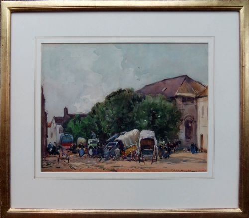 Fred Lawson "Livestock Market Montreuil" Watercolour