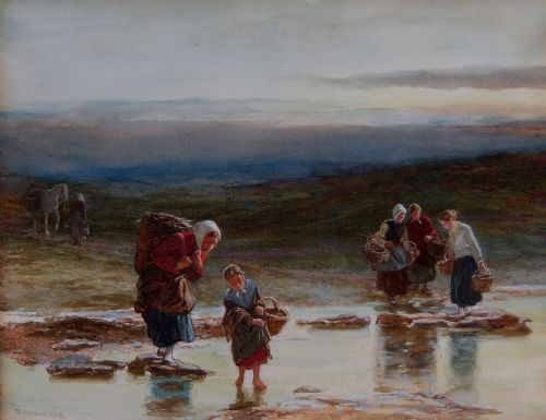 Robert Carrick "The Mussel Gatherers" Watercolour