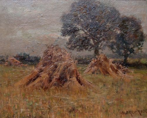 Alfred Rigg "Harvest Time, Evening" Oil Painting
