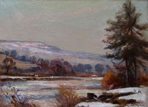 Ernest Higgins Rigg "Winter, Swaledale" oil on canvas