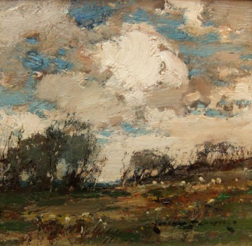 Kershaw Schofield "Landscape with Sheep" Oil on Canvas