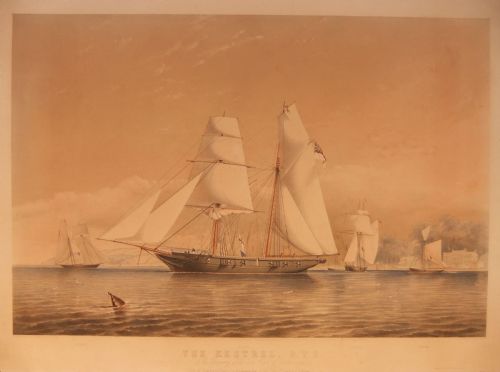 "The Kestrel R.y.s." Old Lithograph by Dutton Dated 1847