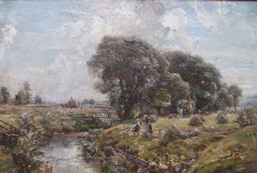 Herbert Royle "Morning in the Hay Meadow" Oil on Canvas