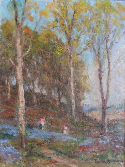 Owen Bowen "Bluebells, West Wood" Oil Painting