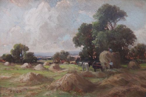 William Ashton "Hayfield, Heaton" Oil on Canvas