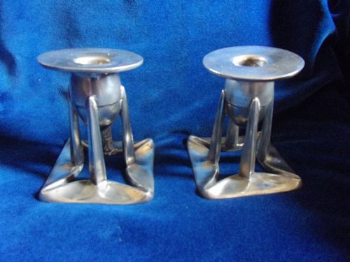 Archibald Knox Designed Pair of Pewter Candlesticks No. 0222