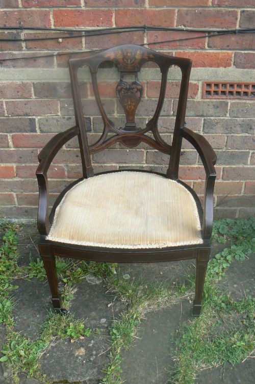 EDWARDIAN INLAID ELBOW CHAIR CIRCA 1905