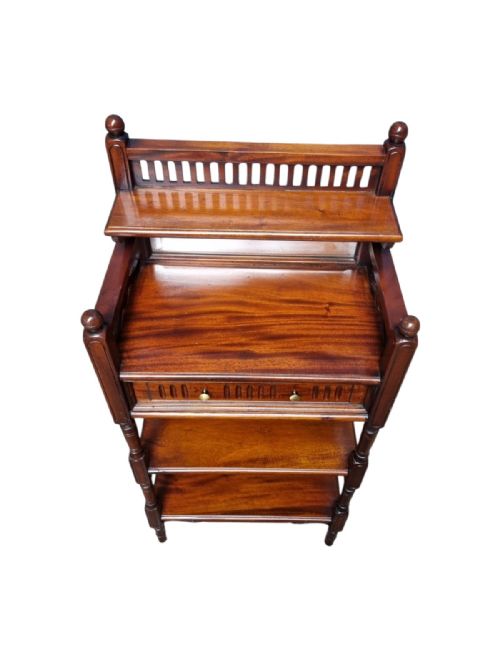 ANTIQUE VICTORIAN MAHOGANY WHATNOT WITH MIRROR AND DRAWER C1880 - ADDITIONAL PHOTO 5