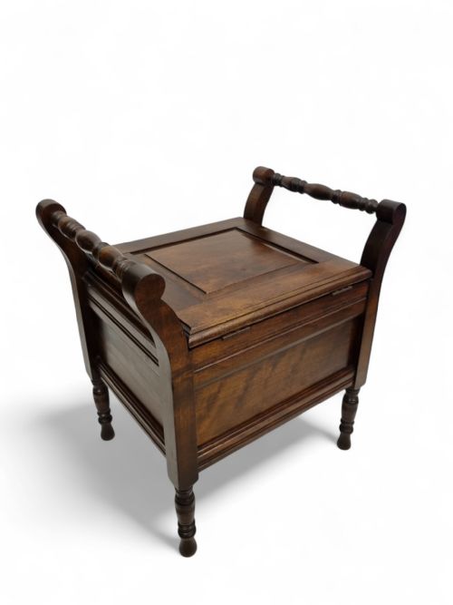 ANTIQUE EDWARDIAN MAHOGANY COMMODE CHAIR ORIGINAL PORCELAIN INSERT EARLY 20TH CENTURY - ADDITIONAL PHOTO 3
