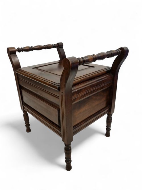 ANTIQUE EDWARDIAN MAHOGANY COMMODE CHAIR ORIGINAL PORCELAIN INSERT EARLY 20TH CENTURY - ADDITIONAL PHOTO 8