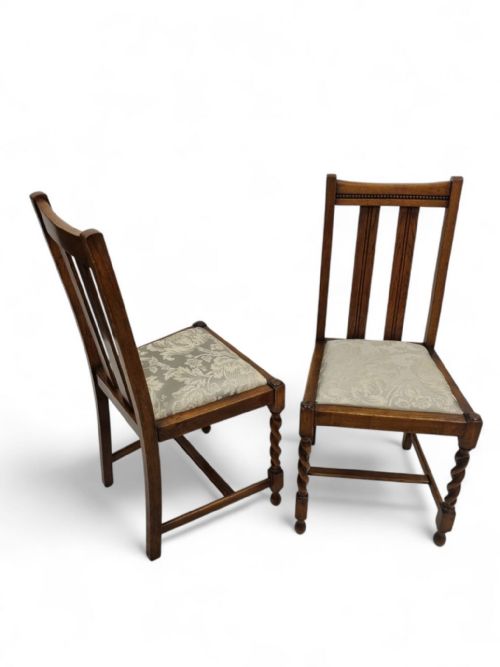 ANTIQUE EDWARDIAN OAK DINING CHAIRS NEW UPHOLSTERY EARLY 20TH CENTURY - ADDITIONAL PHOTO 1