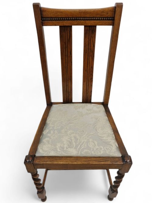ANTIQUE EDWARDIAN OAK DINING CHAIRS NEW UPHOLSTERY EARLY 20TH CENTURY - ADDITIONAL PHOTO 2