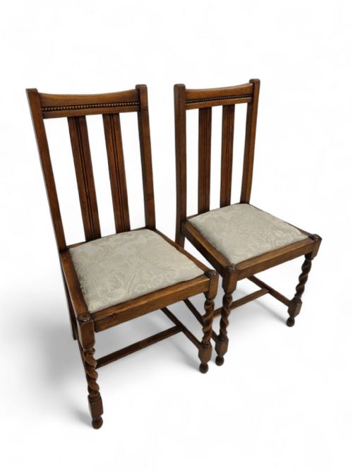 ANTIQUE EDWARDIAN OAK DINING CHAIRS NEW UPHOLSTERY EARLY 20TH CENTURY - ADDITIONAL PHOTO 3