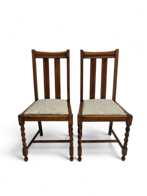 ANTIQUE EDWARDIAN OAK DINING CHAIRS NEW UPHOLSTERY EARLY 20TH CENTURY - ADDITIONAL PHOTO 4