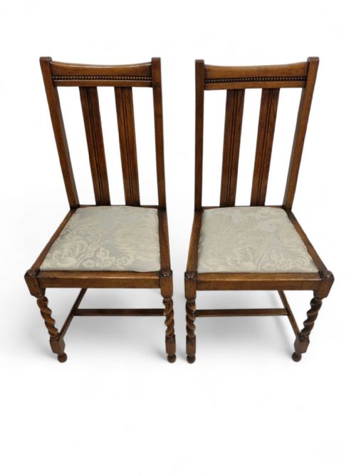 ANTIQUE EDWARDIAN OAK DINING CHAIRS NEW UPHOLSTERY EARLY 20TH CENTURY - ADDITIONAL PHOTO 5