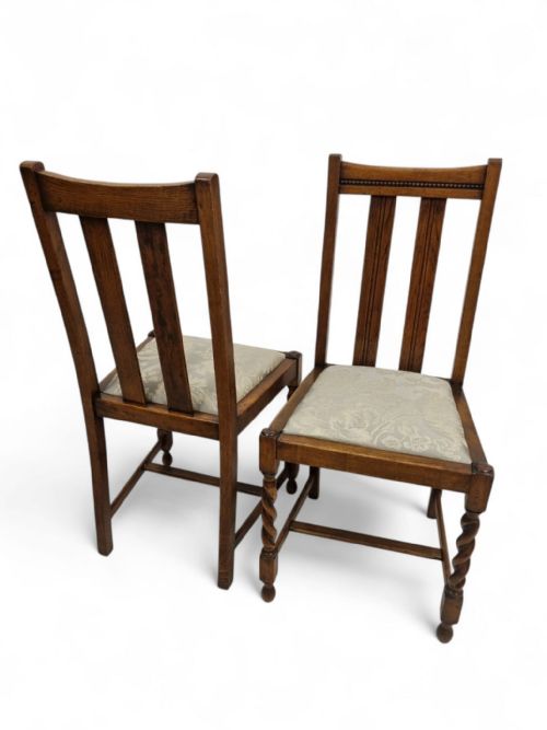 ANTIQUE EDWARDIAN OAK DINING CHAIRS NEW UPHOLSTERY EARLY 20TH CENTURY - ADDITIONAL PHOTO 6