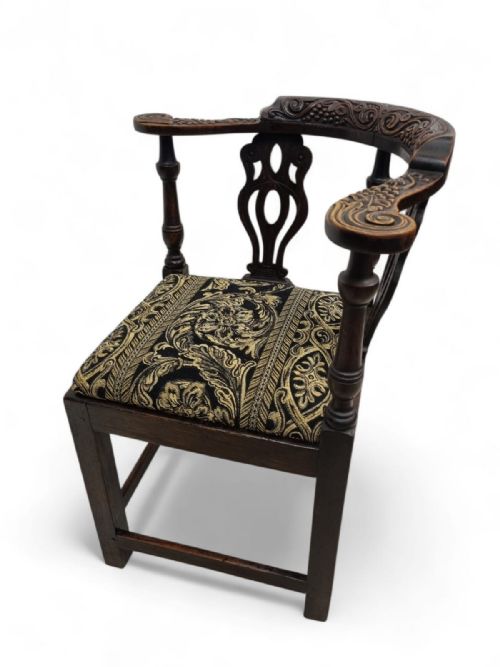 ANTIQUE CARVED CORNER CHAIR C1900 - ADDITIONAL PHOTO 6