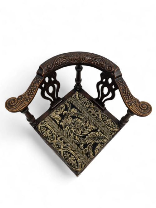 ANTIQUE CARVED CORNER CHAIR C1900 - ADDITIONAL PHOTO 7