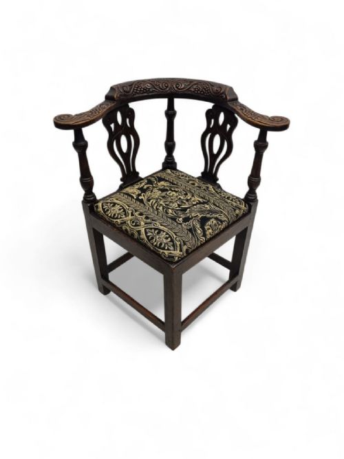 ANTIQUE CARVED CORNER CHAIR C1900 - ADDITIONAL PHOTO 8