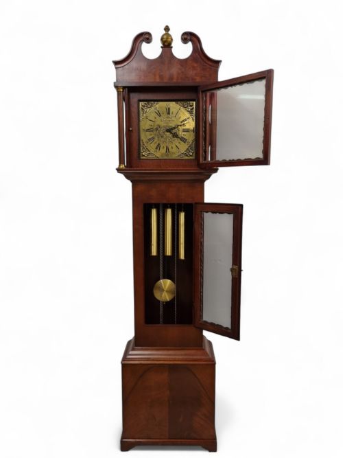 VINTAGE MAHOGANY LONGCASE GRANDFATHER CLOCK WEIGHTDRIVEN MOVEMENT C1960S - ADDITIONAL PHOTO 3