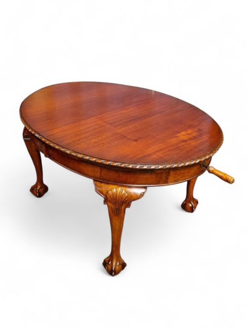 ANTIQUE VICTORIAN MAHOGANY EXTENDING DINING TABLE 19TH CENTURY CRANK HANDLE LION PAW FEET - ADDITIONAL PHOTO 2