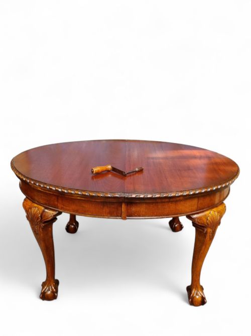 ANTIQUE VICTORIAN MAHOGANY EXTENDING DINING TABLE 19TH CENTURY CRANK HANDLE LION PAW FEET - ADDITIONAL PHOTO 8