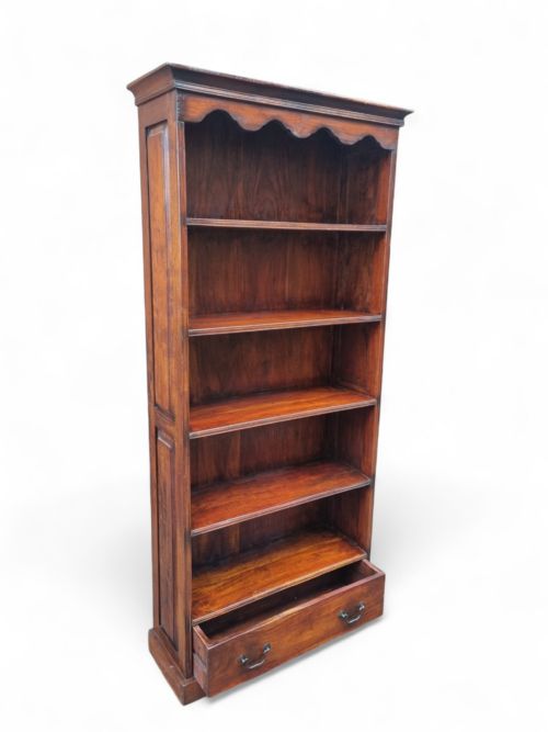 ANTIQUE VICTORIAN ROSEWOOD OPEN BOOKCASE WITH DRAWER - ADDITIONAL PHOTO 1