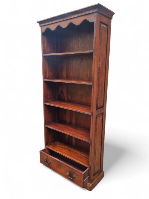 ANTIQUE VICTORIAN ROSEWOOD OPEN BOOKCASE WITH DRAWER - ADDITIONAL PHOTO 2