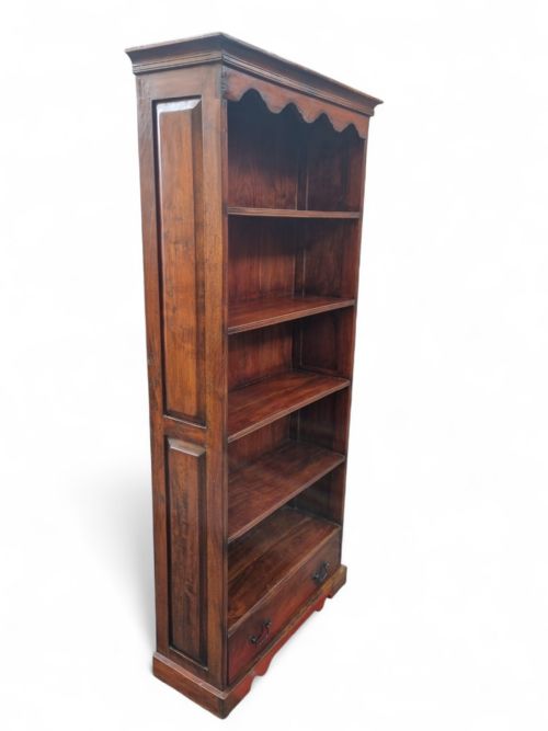 ANTIQUE VICTORIAN ROSEWOOD OPEN BOOKCASE WITH DRAWER - ADDITIONAL PHOTO 3