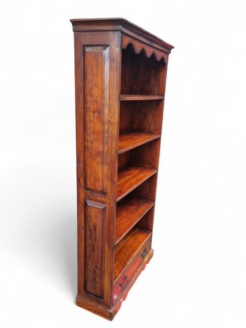 ANTIQUE VICTORIAN ROSEWOOD OPEN BOOKCASE WITH DRAWER - ADDITIONAL PHOTO 4