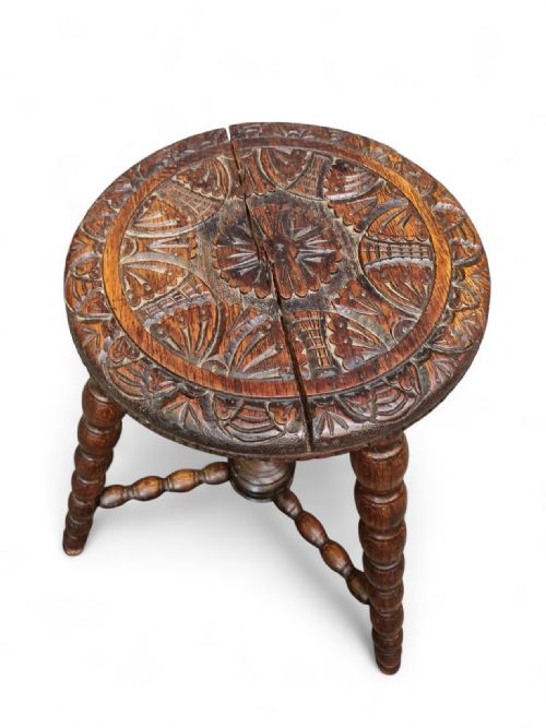 ANTIQUE EDWARDIAN SMALL HANDMADE CARVED OCCASIONAL TABLE - ADDITIONAL PHOTO 3