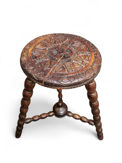 ANTIQUE EDWARDIAN SMALL HANDMADE CARVED OCCASIONAL TABLE - ADDITIONAL PHOTO 5