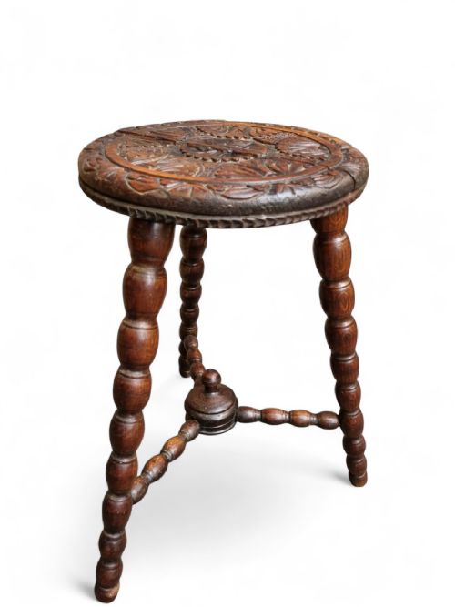 ANTIQUE EDWARDIAN SMALL HANDMADE CARVED OCCASIONAL TABLE - ADDITIONAL PHOTO 7