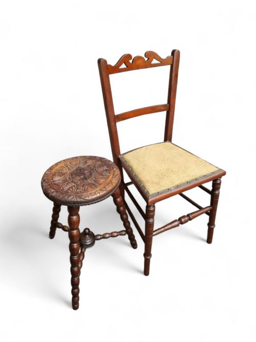 ANTIQUE EDWARDIAN SMALL HANDMADE CARVED OCCASIONAL TABLE - ADDITIONAL PHOTO 8