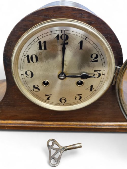 ANTIQUE VICTORIAN OAK NAPOLEON MANTLE CLOCK C1880 - ADDITIONAL PHOTO 8