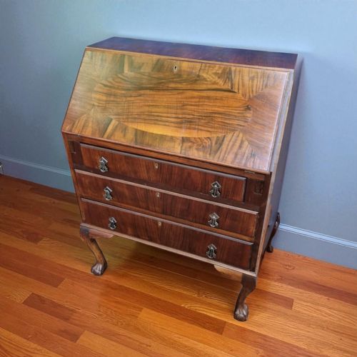 ANTIQUE MAHOGANY BUREAU QUEEN ANNE STYLE C1930 - ADDITIONAL PHOTO 6