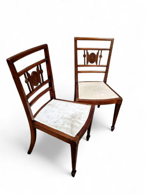 ANTIQUE VICTORIAN INLAID MAHOGANY DINING CHAIRS SET OF 2 - ADDITIONAL PHOTO 2