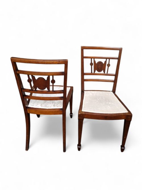 ANTIQUE VICTORIAN INLAID MAHOGANY DINING CHAIRS SET OF 2 - ADDITIONAL PHOTO 3