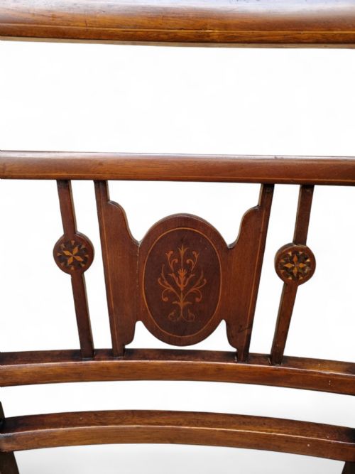 ANTIQUE VICTORIAN INLAID MAHOGANY DINING CHAIRS SET OF 2 - ADDITIONAL PHOTO 6