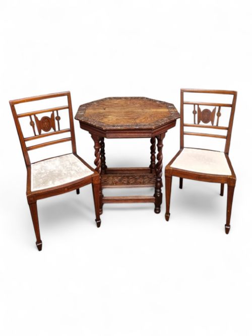 ANTIQUE VICTORIAN INLAID MAHOGANY DINING CHAIRS SET OF 2 - ADDITIONAL PHOTO 7