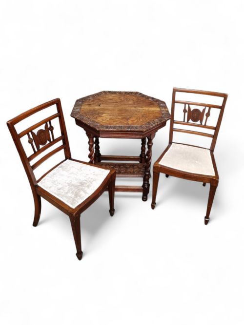 ANTIQUE VICTORIAN INLAID MAHOGANY DINING CHAIRS SET OF 2 - ADDITIONAL PHOTO 8