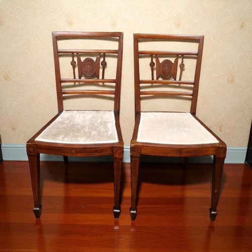 ANTIQUE VICTORIAN INLAID MAHOGANY DINING CHAIRS SET OF 2 - ADDITIONAL PHOTO 9