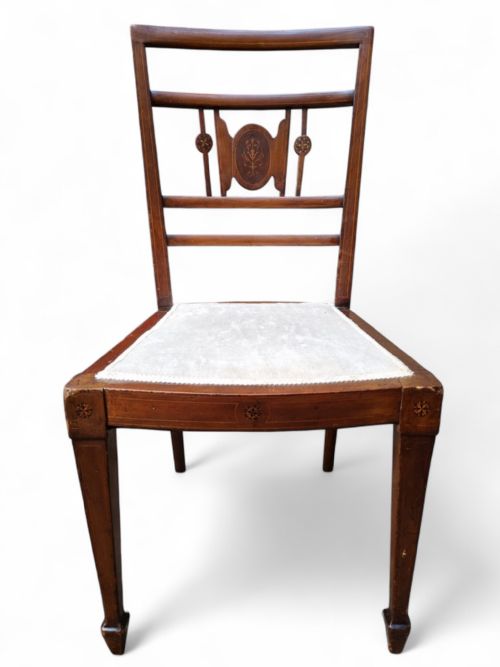 ANTIQUE VICTORIAN INLAID MAHOGANY DINING CHAIRS SET OF 2 - ADDITIONAL PHOTO 1