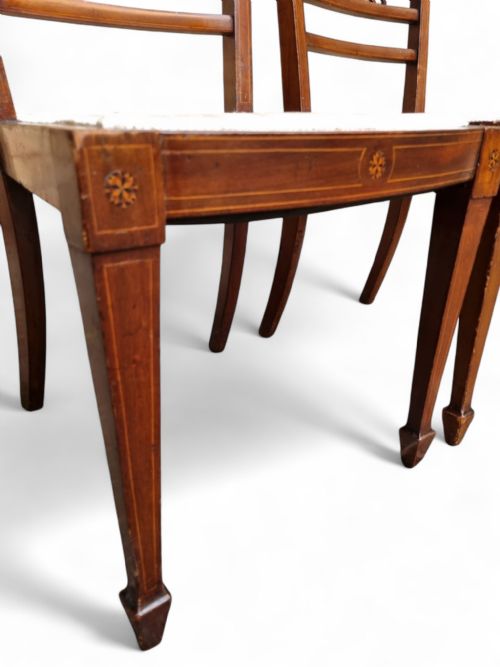 ANTIQUE VICTORIAN INLAID MAHOGANY DINING CHAIRS SET OF 2 - ADDITIONAL PHOTO 5